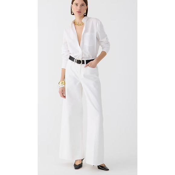 NWT J. Crew High Rise Super Wide Leg Jeans 25 25T Tall White Denim BX952 J.Crew - Picture 1 of 6